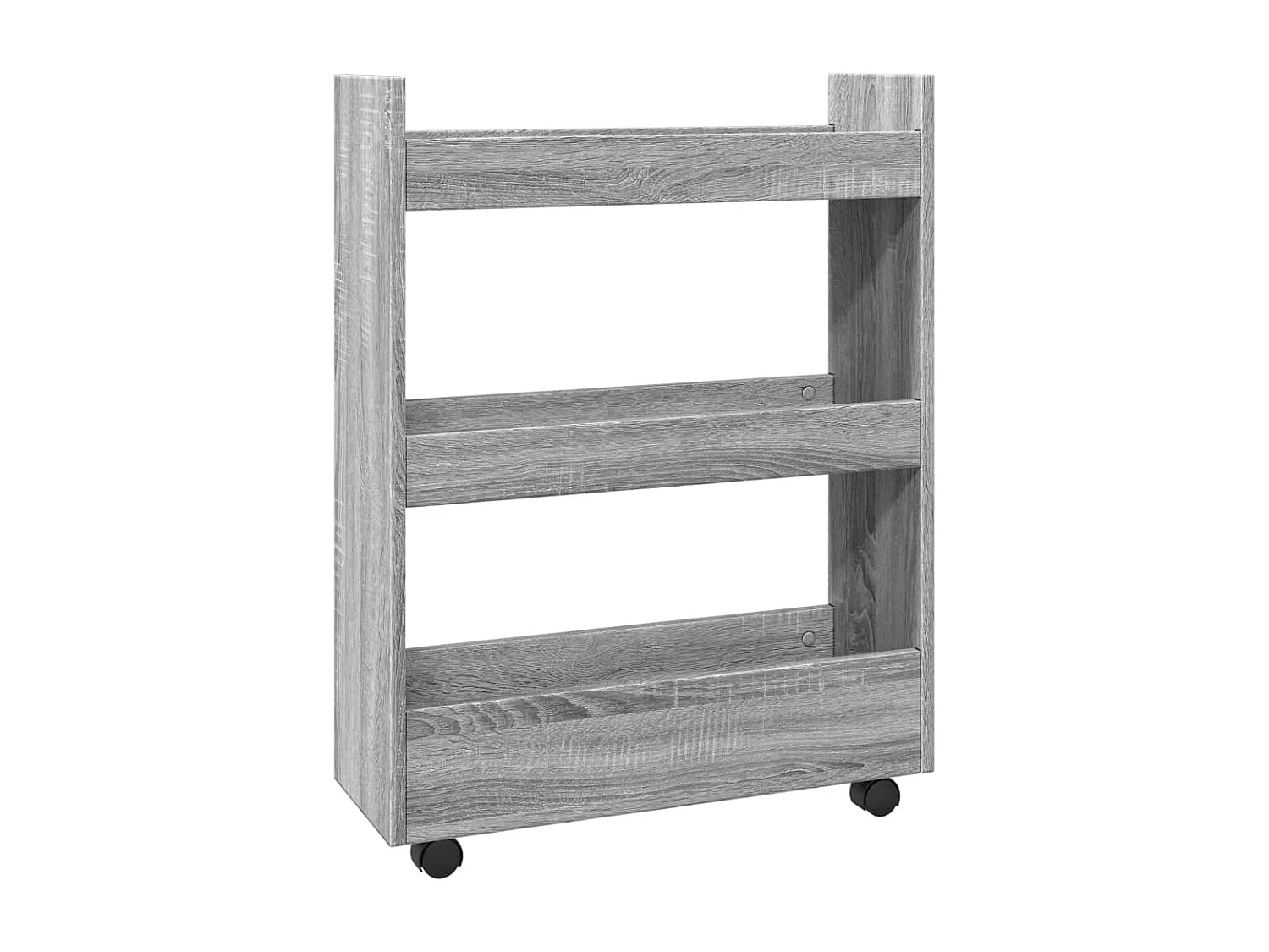 Opbergtrolley smal 3-laags bewerkt hout grijs sonoma eiken