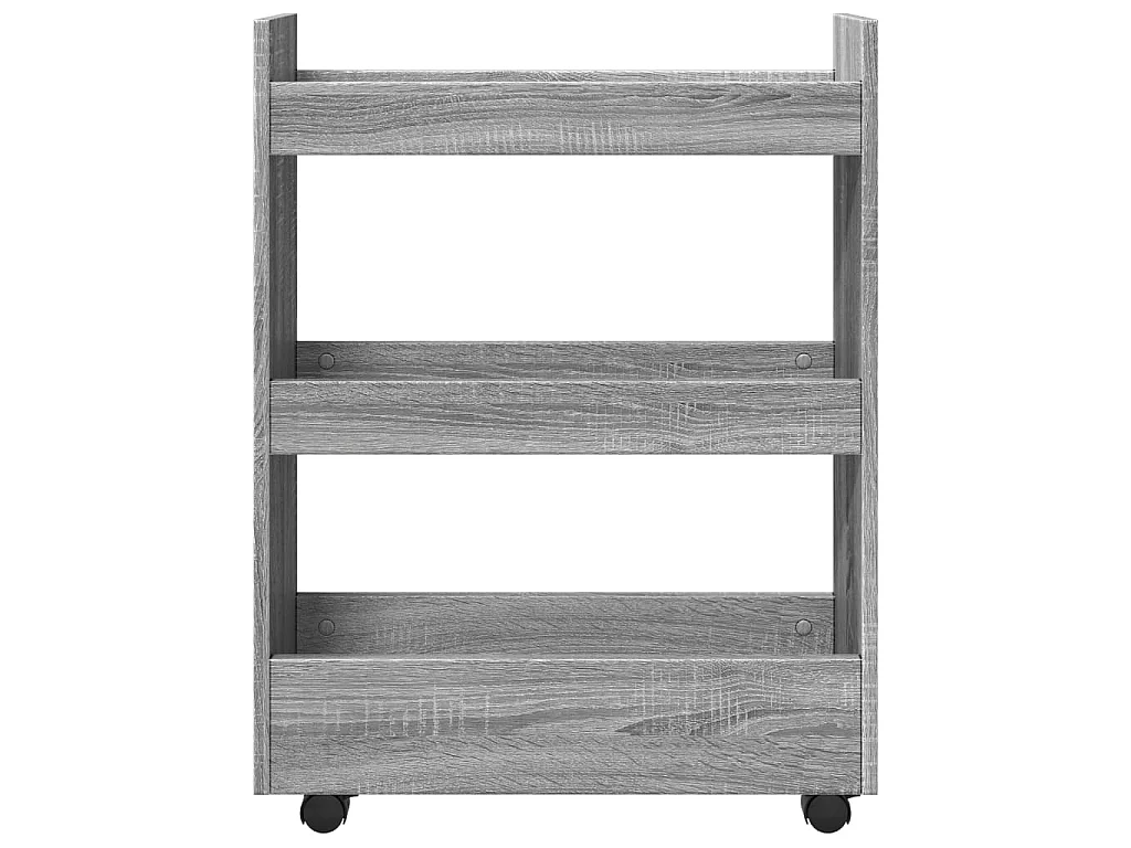 Carro de almacenaje estrecho 3 niveles madera gris Sonoma