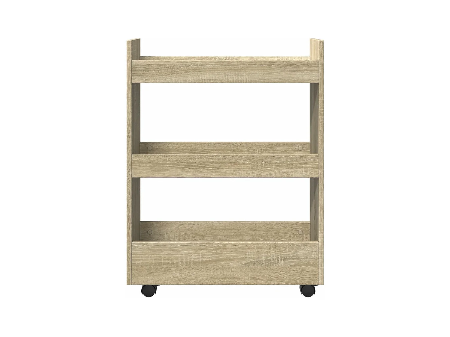 Carro de almacenaje estrecho 3 niveles madera roble Sonoma