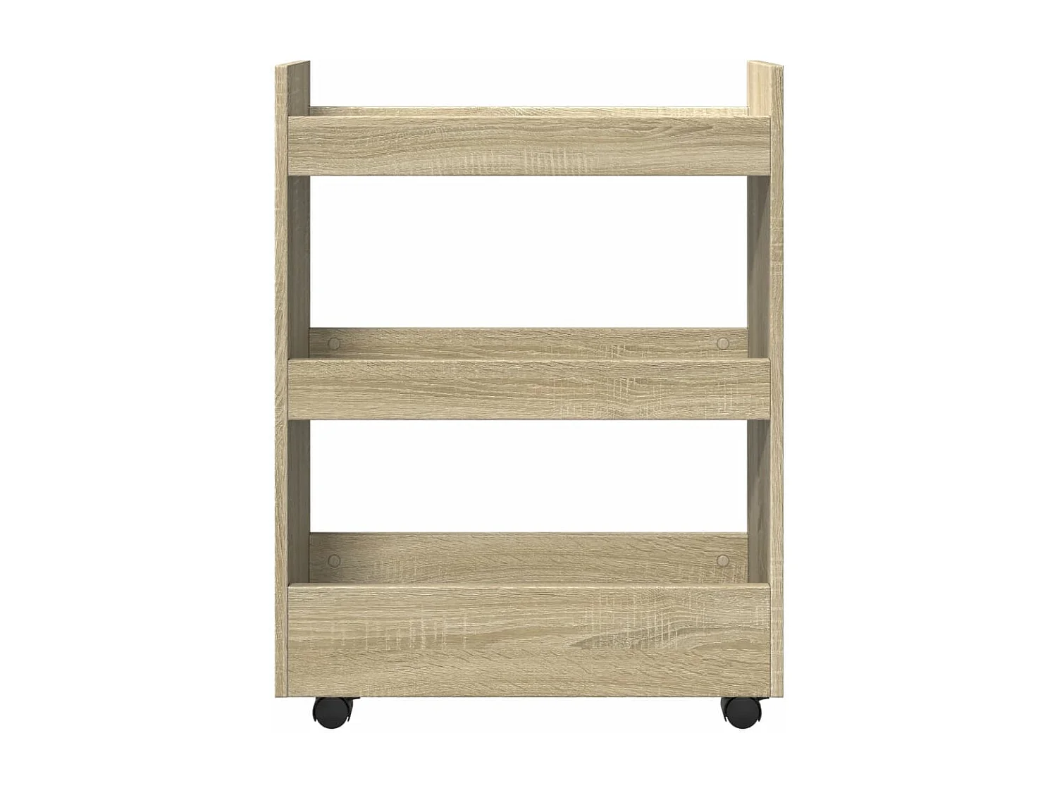 Carro de almacenaje estrecho 3 niveles madera roble Sonoma
