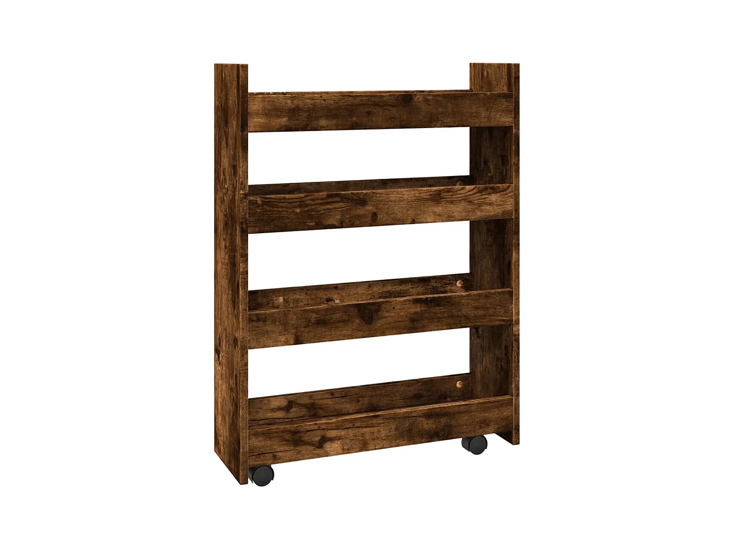 Carrello Stretto a 4 Livelli Rovere Fumo in Truciolato