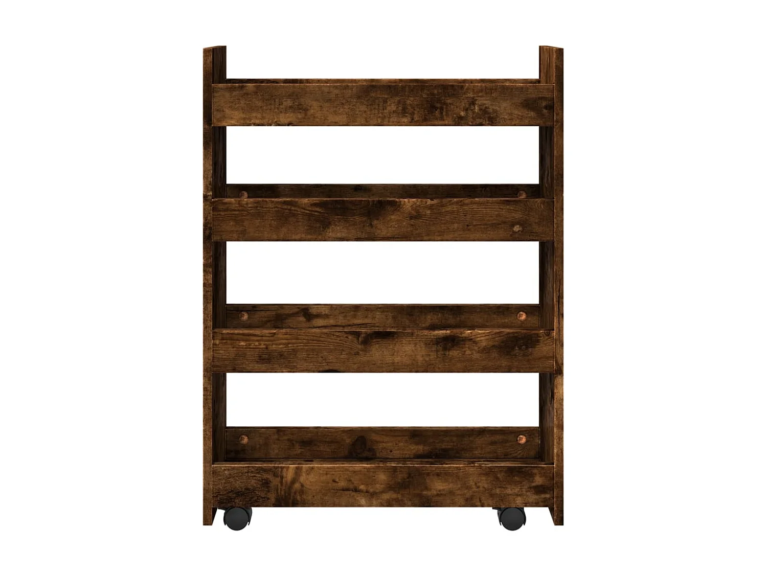 Chariot de rangement étroit 4 niveaux chêne fumé