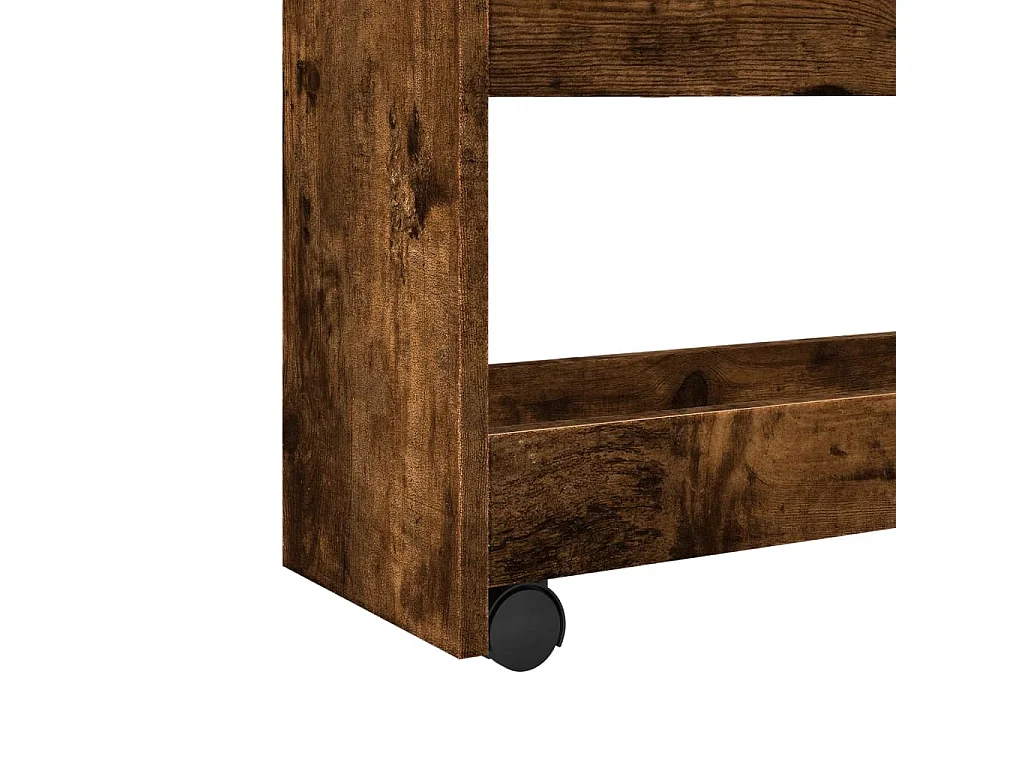 Opbergtrolley smal 4-laags bewerkt hout gerookt eikenkleurig