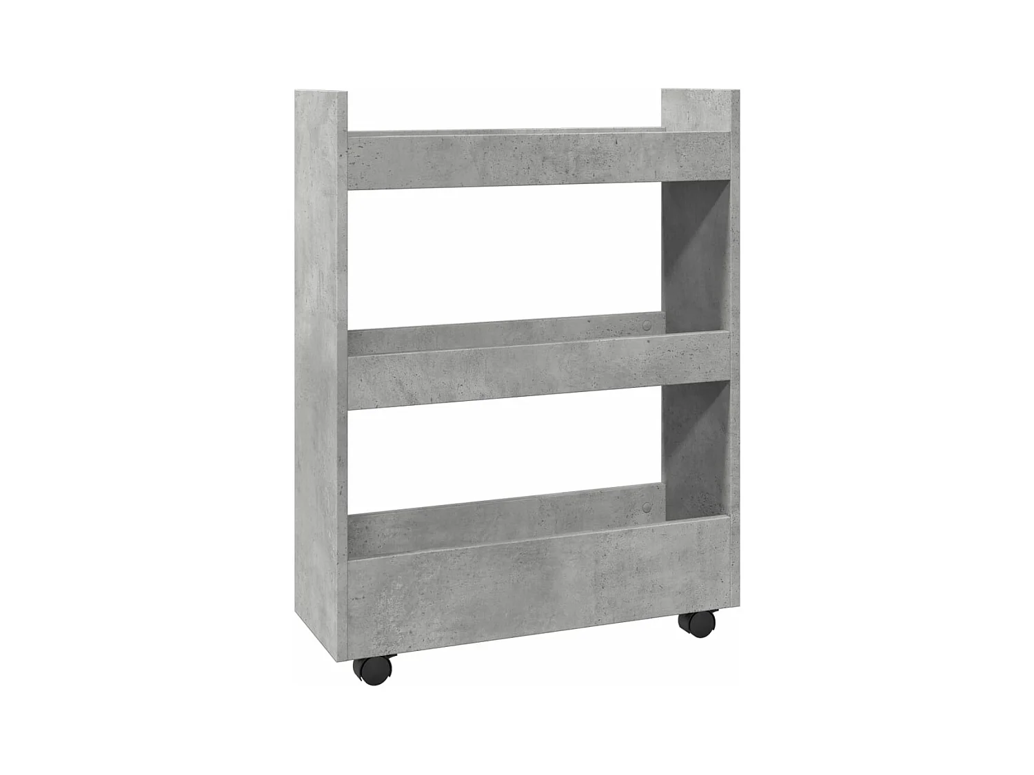Carrello Stretto a 3 Livelli Grigio Cemento in Truciolato