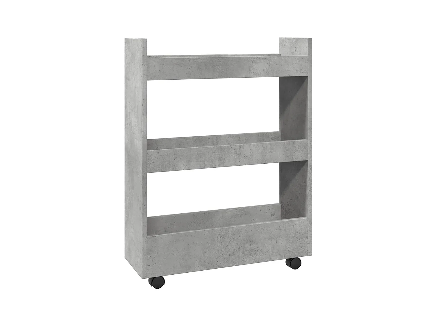 Carrello Stretto a 3 Livelli Grigio Cemento in Truciolato