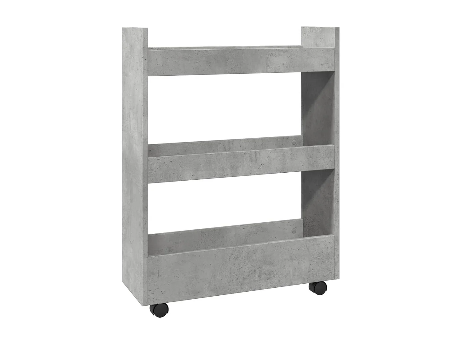 Chariot de rangement étroit 3 niveaux gris béton