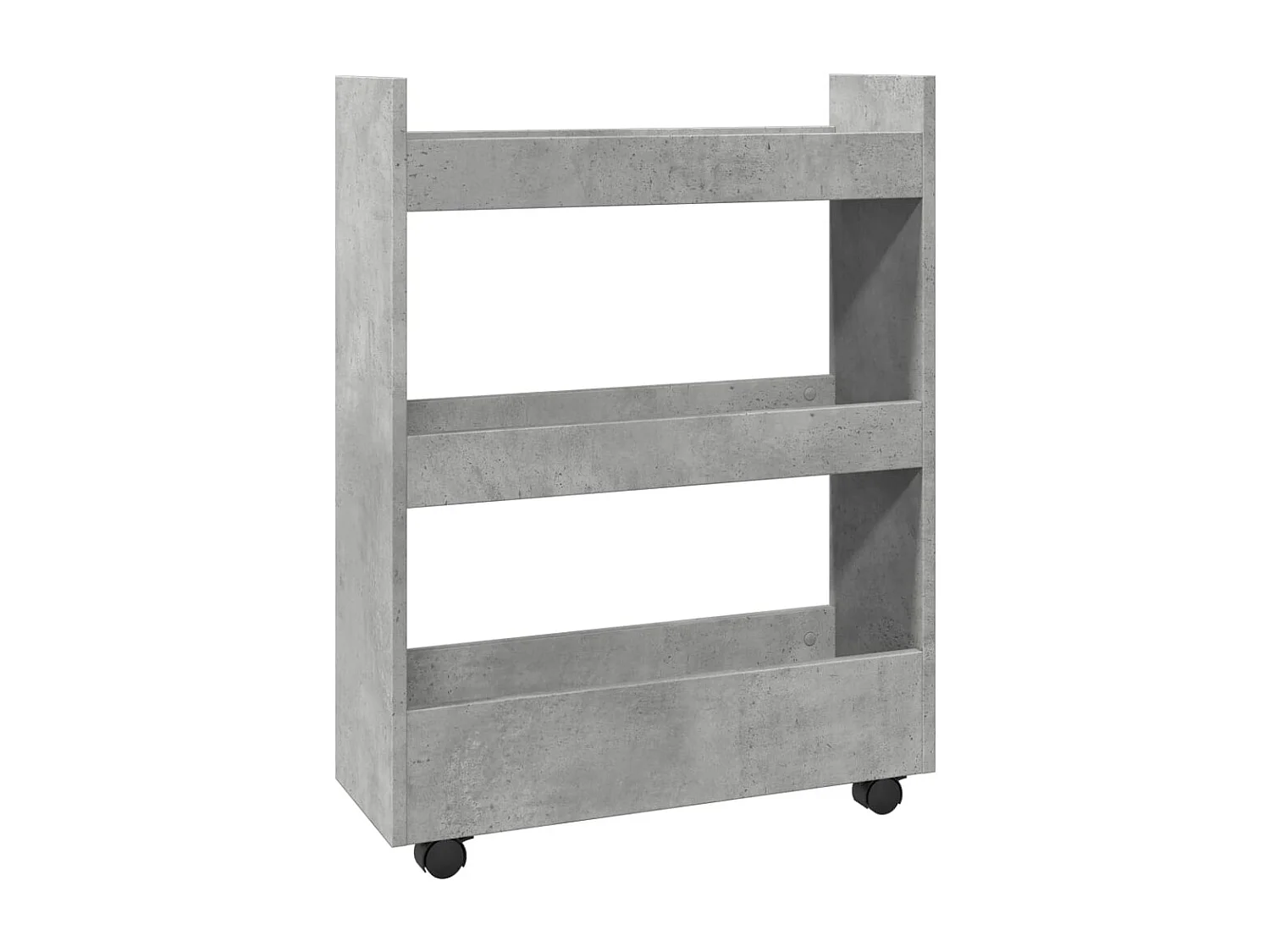 Carrello Stretto a 3 Livelli Grigio Cemento in Truciolato