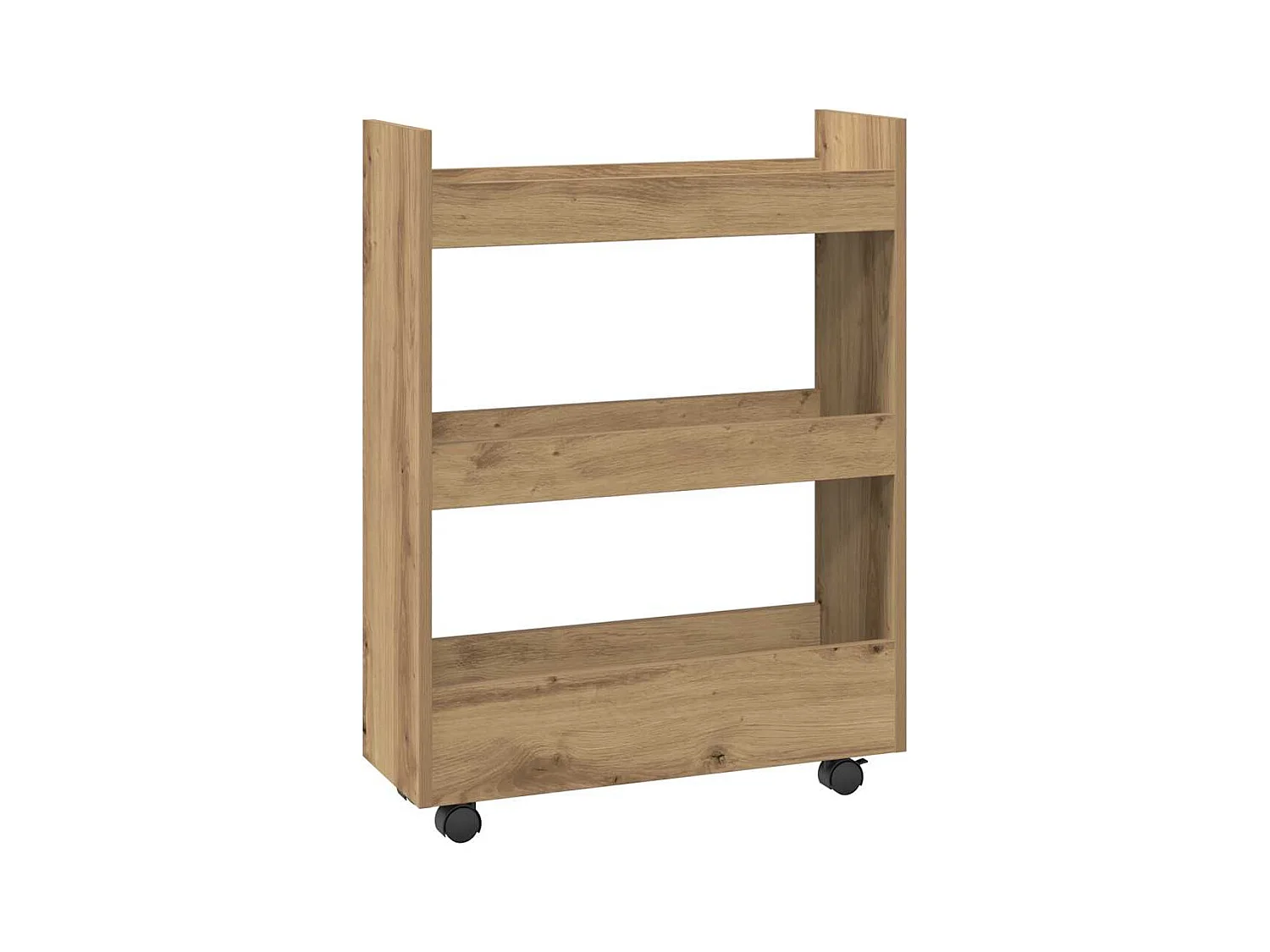 Carrello Stretto a 3 Livelli Rovere Artigianale in Truciolato