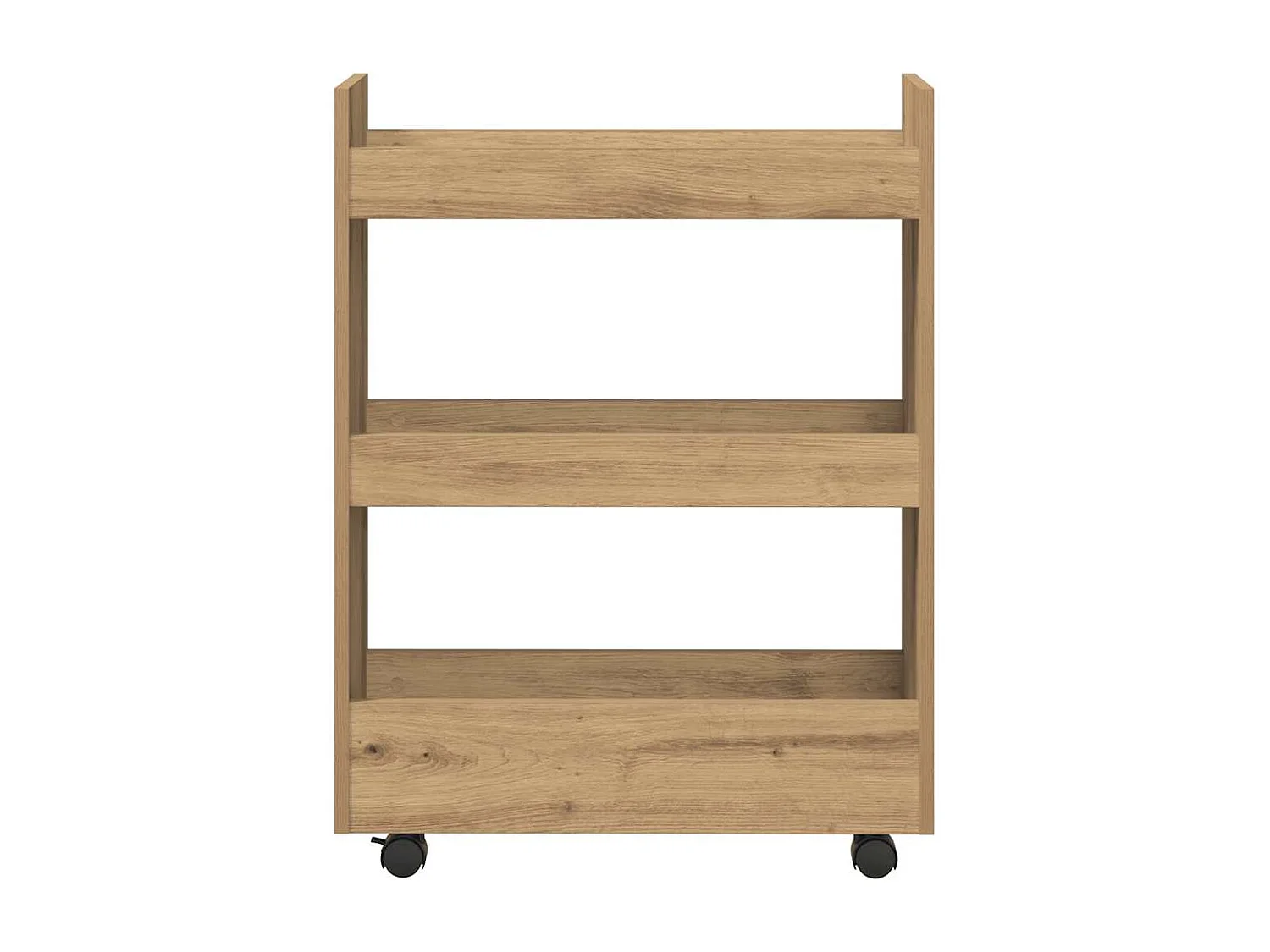 Chariot de rangement étroit 3 niveaux chêne artisanal