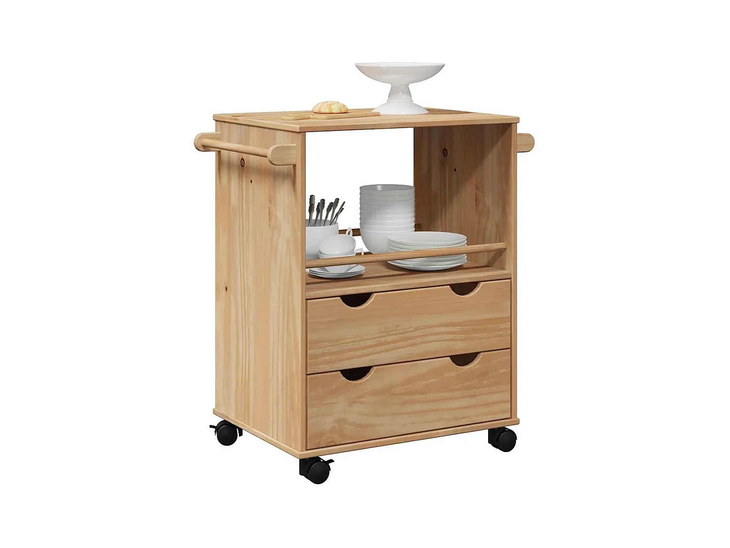Chariot de cuisine OTTA 59x45x80 cm bois massif de pin
