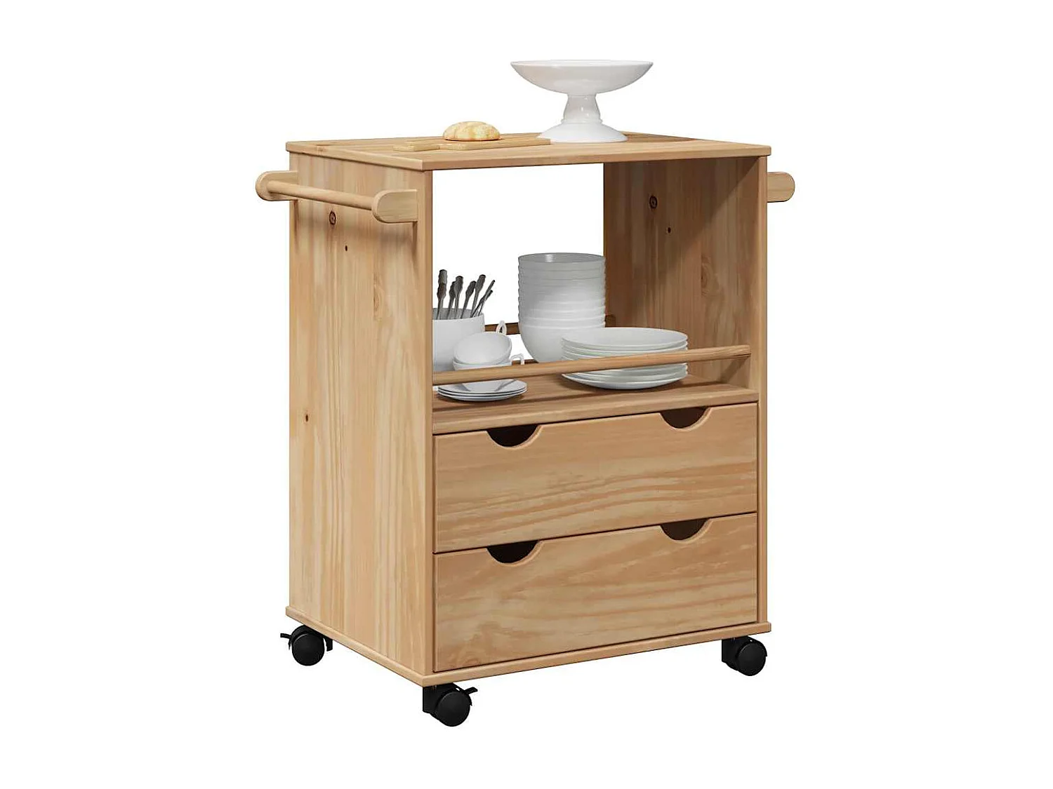 Chariot de cuisine OTTA 59x45x80 cm bois massif de pin