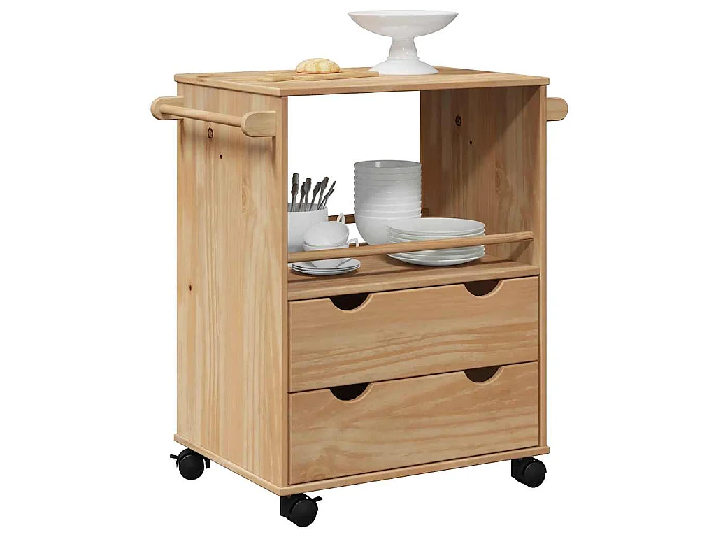 Carrito de cocina OTTA madera maciza de pino 59x45x80 cm