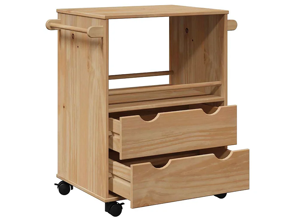 Carrito de cocina OTTA madera maciza de pino 59x45x80 cm