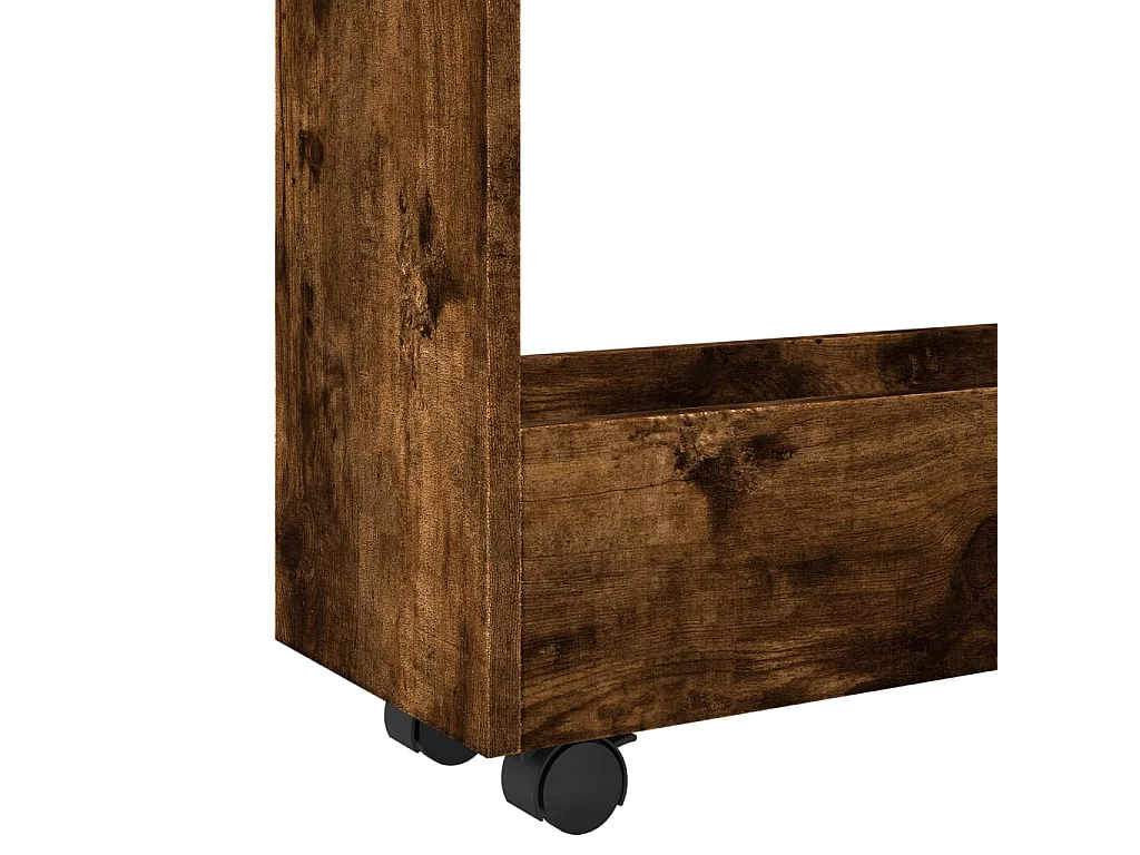 Chariot de rangement étroit 3 niveaux chêne fumé