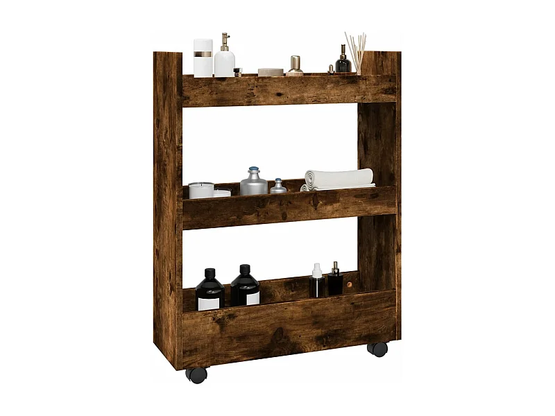 Trólei arrumação estreito 3prat. deriv. madeira carvalho fumado