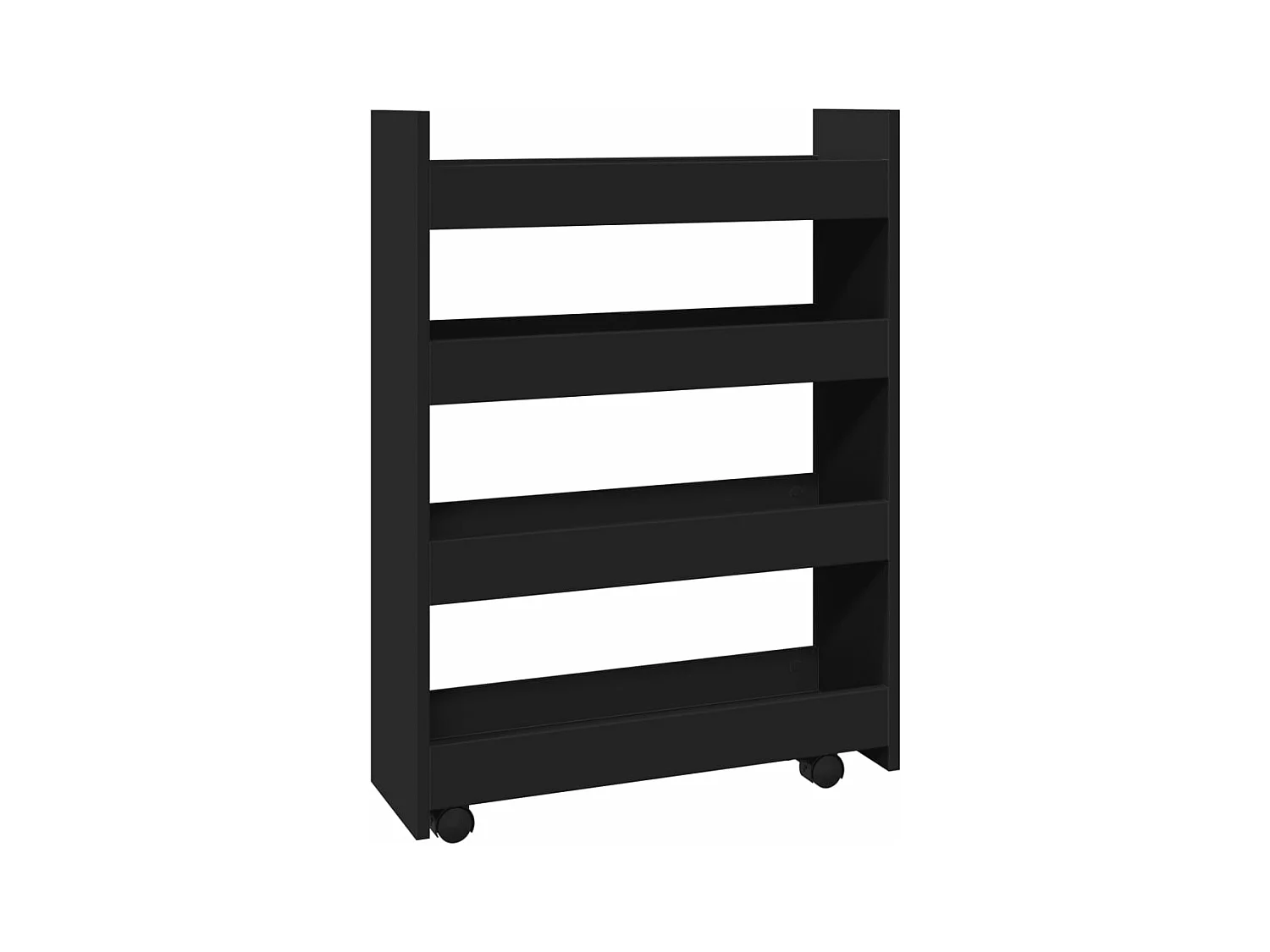 Carro de almacenaje estrecho 4 niveles madera ingeniería negro