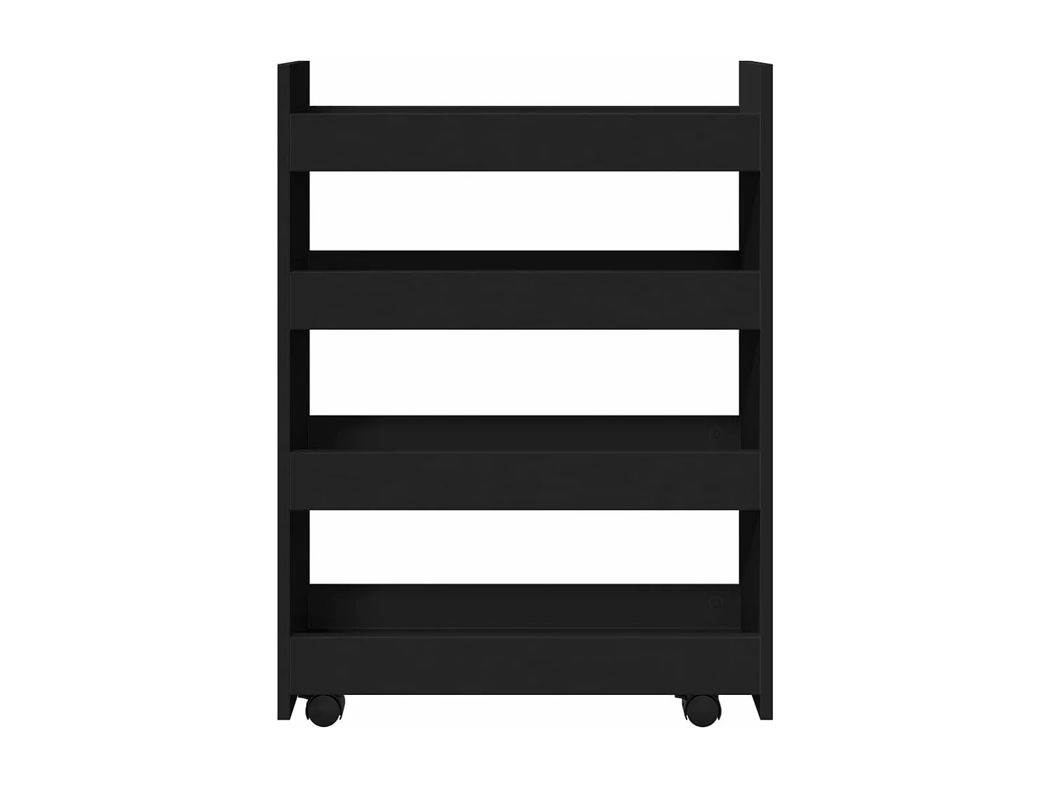 Chariot de rangement étroit 4 niveaux noir bois d'ingénierie