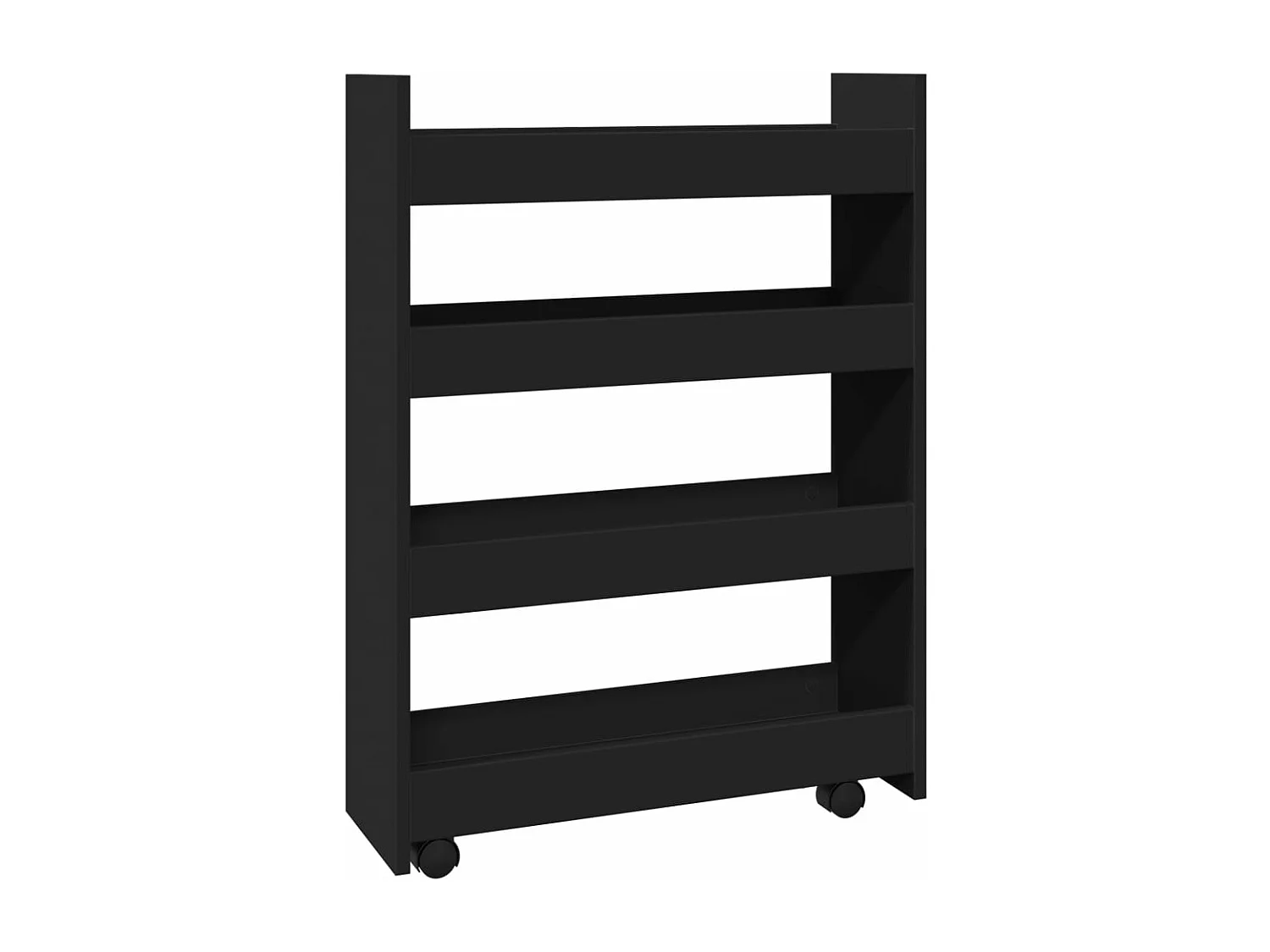 Chariot de rangement étroit 4 niveaux noir bois d'ingénierie