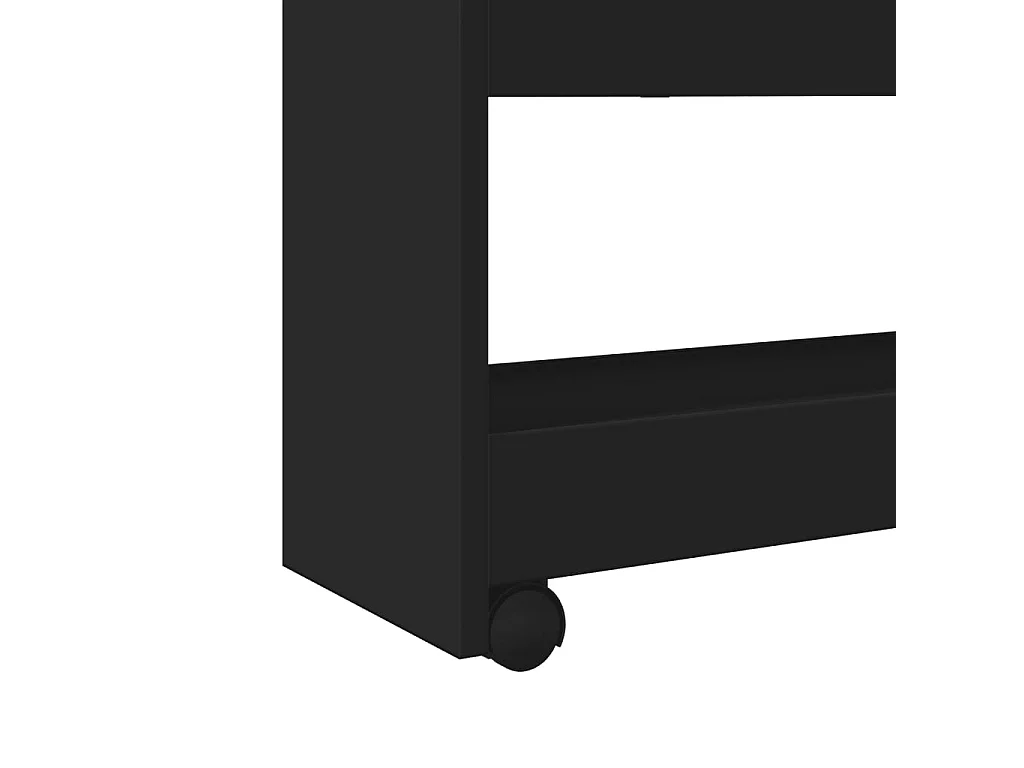 Chariot de rangement étroit 4 niveaux noir bois d'ingénierie