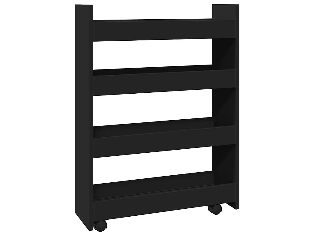 Carrello Portaoggetti Stretto a 4 Livelli Nero in Truciolato