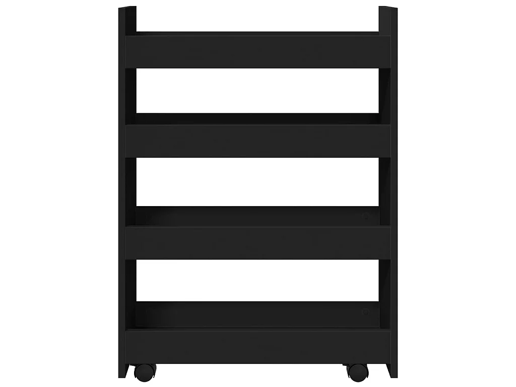 Carrello Portaoggetti Stretto a 4 Livelli Nero in Truciolato