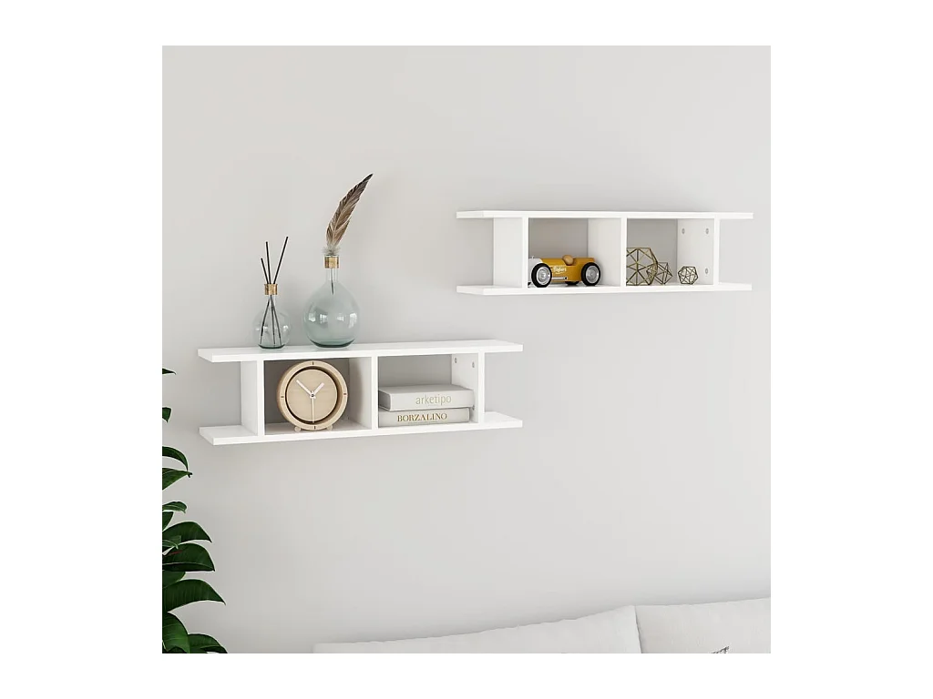 Étagères murales 2 pcs Blanc 75x18x20 cm bois d'ingénierie