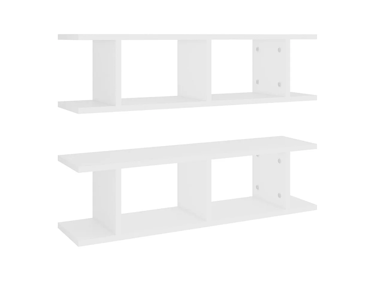 Étagères murales 2 pcs Blanc 75x18x20 cm bois d'ingénierie