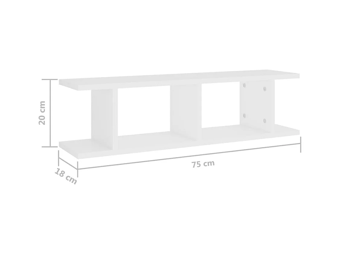 Étagères murales 2 pcs Blanc 75x18x20 cm bois d'ingénierie