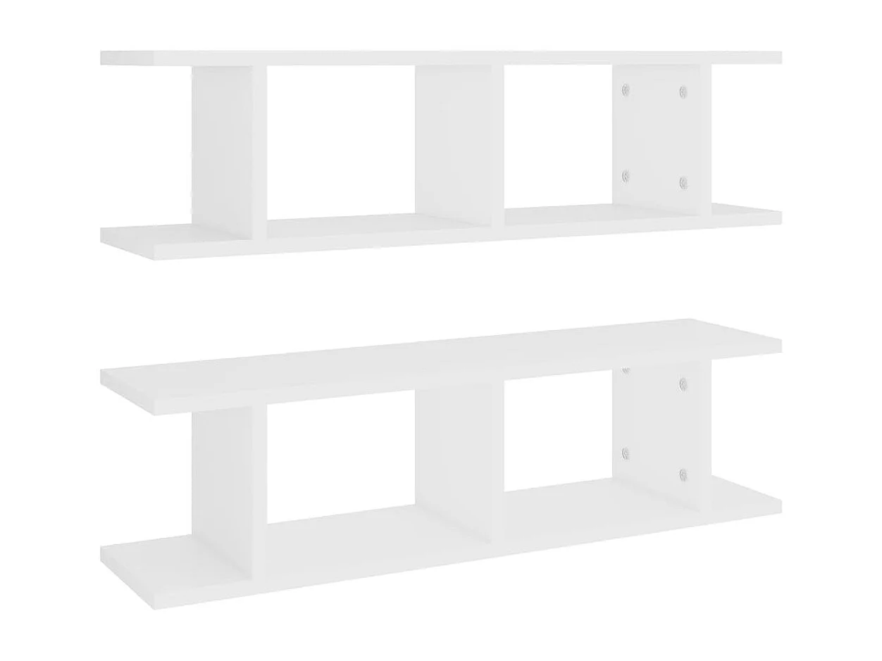 Étagères murales 2 pcs Blanc 75x18x20 cm bois d'ingénierie