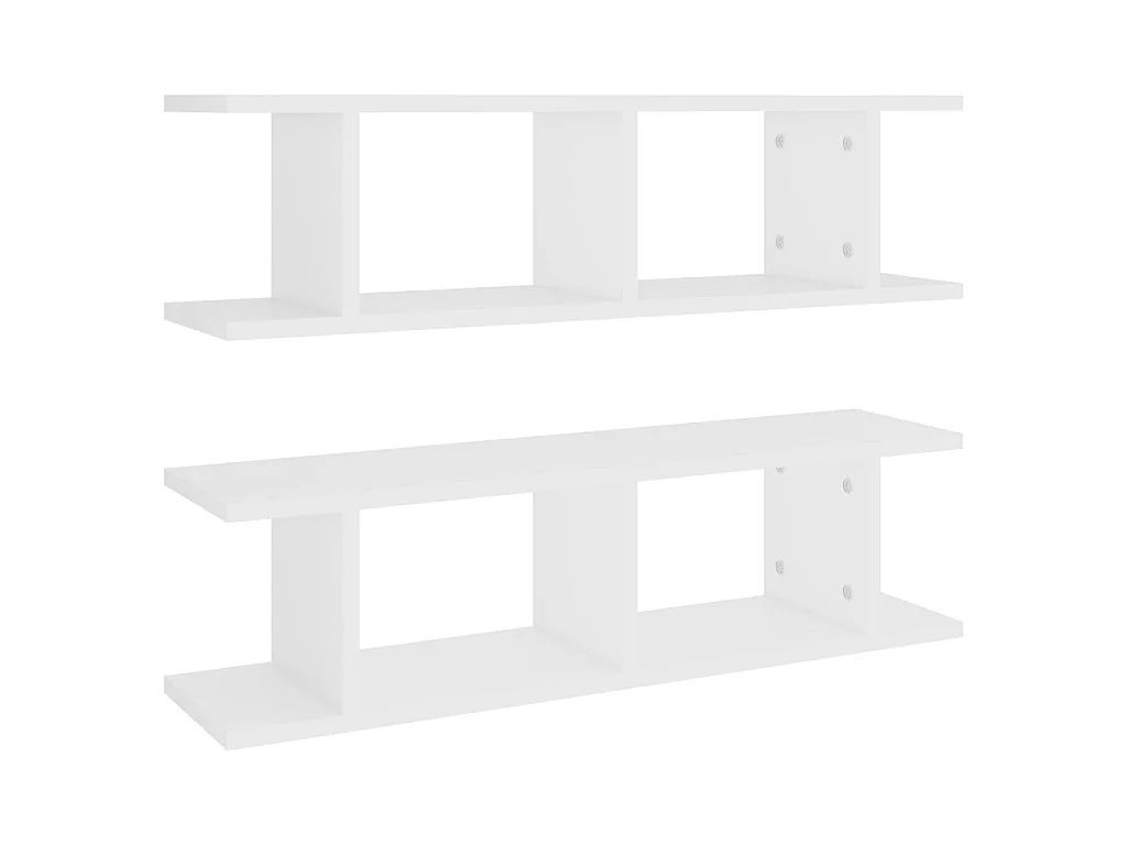 Prateleiras de parede 2 pcs 75x18x20 cm deriv. madeira branco