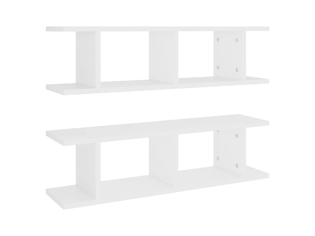 Prateleiras de parede 2 pcs 75x18x20 cm deriv. madeira branco