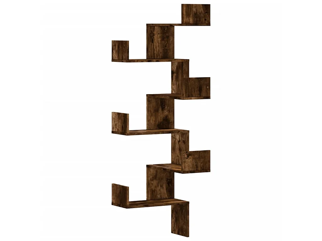 Hoekwandschap 45x45x147 cm bewerkt hout gerookt eikenkleurig