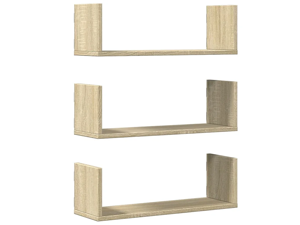 Étagères murales 3pcs chêne sonoma 58x18x18cm bois d'ingénierie