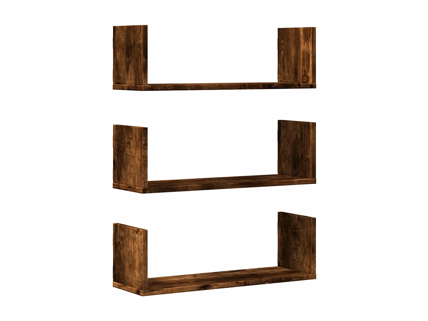 Étagères murales 3 pcs chêne fumé 58x18x18 cm bois d'ingénierie