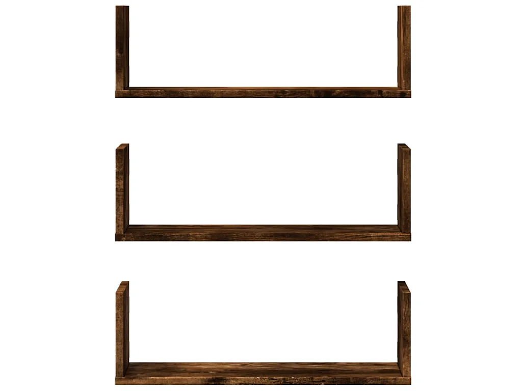 Étagères murales 3 pcs chêne fumé 58x18x18 cm bois d'ingénierie