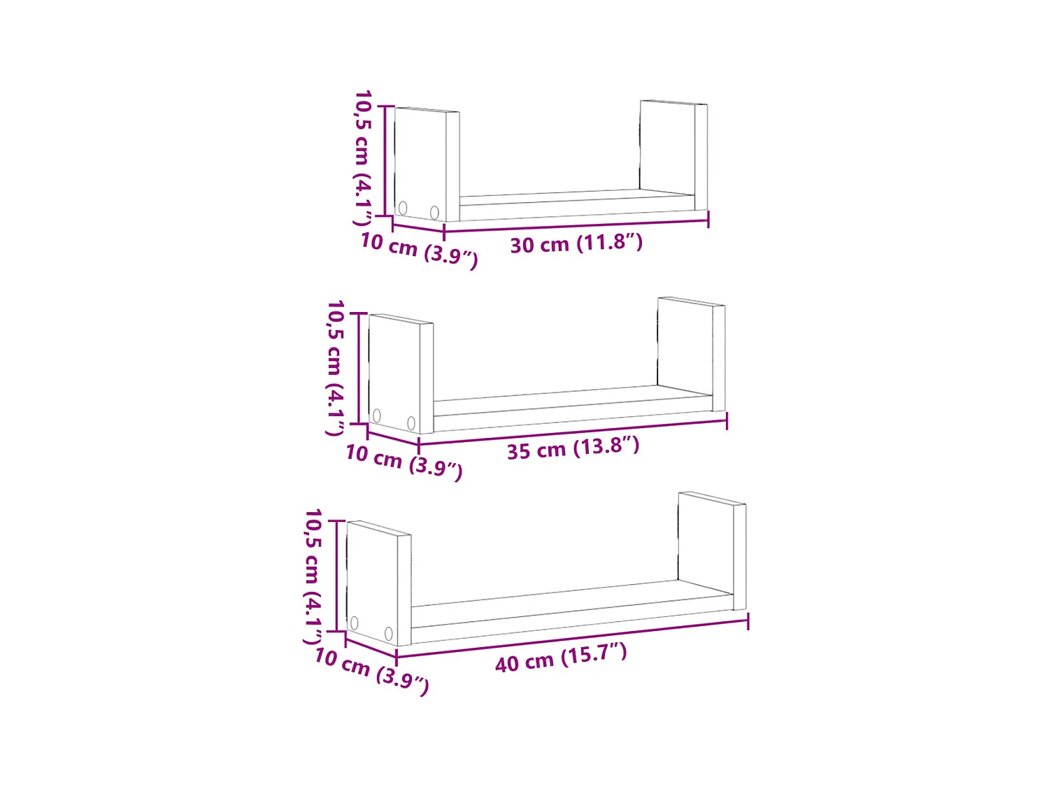 Prateleira de parede 3 pcs derivados de madeira branco