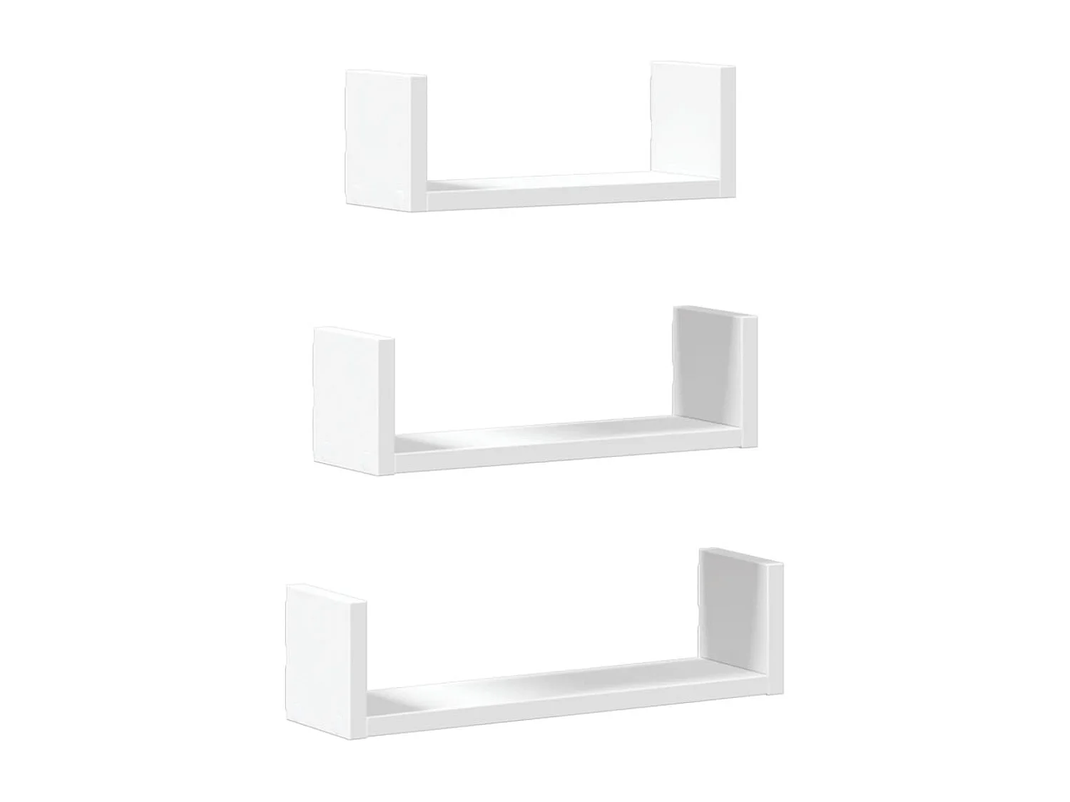 Wandschappen 3 st bewerkt hout wit