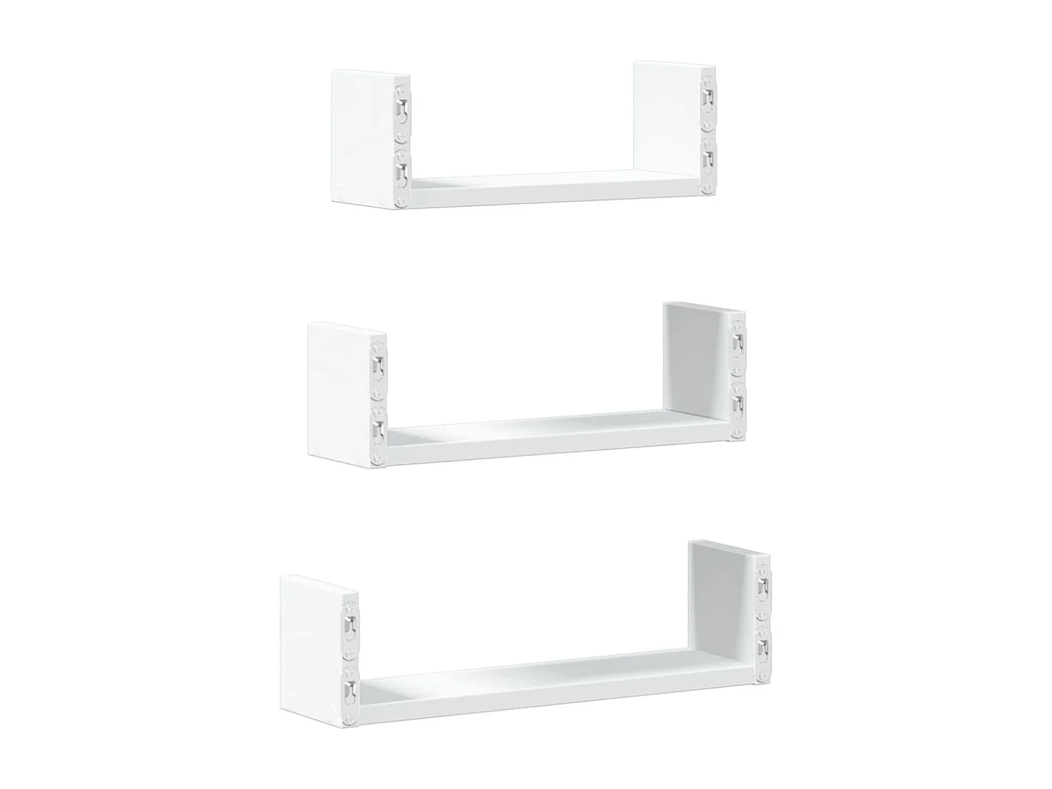 Wandschappen 3 st bewerkt hout wit