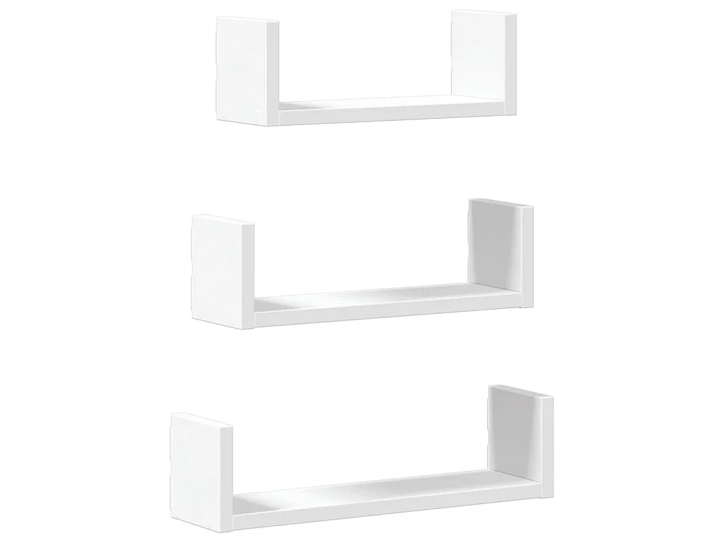 Étagères murales 3 pcs blanc bois d'ingénierie