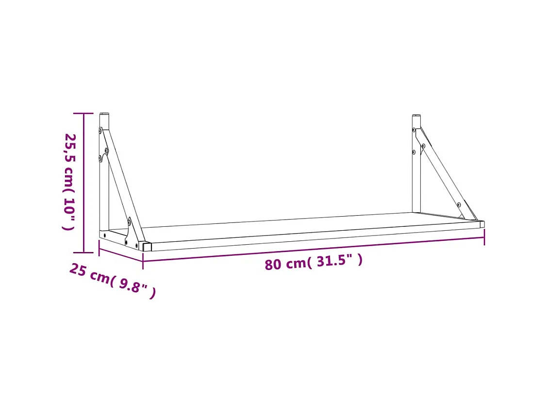 Wandregale 2 Stk. Räuchereiche 80x25x25,5 cm Holzwerkstoff