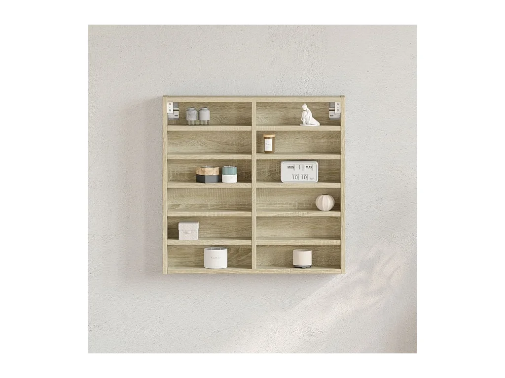Vitrinekast 60x8,5x58 cm bewerkt hout sonoma eikenkleurig