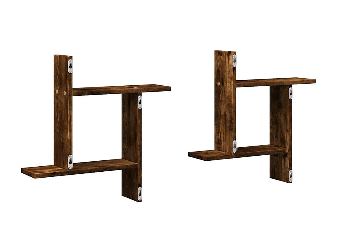Wandregale 2 Stk. Räuchereiche 50x12x50 cm Holzwerkstoff