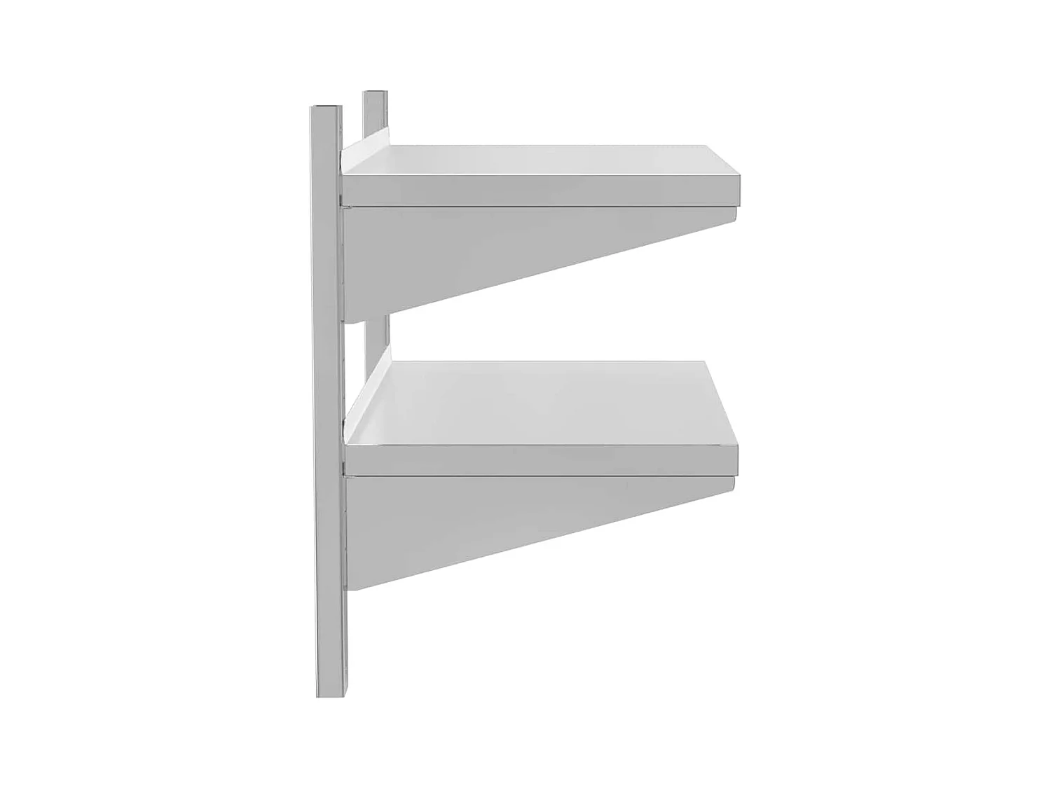 Wandschap 2-laags 75x40x60 cm roestvrijstaal zilverkleurig