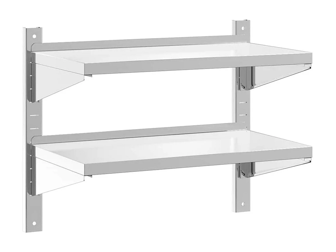 Étagère murale à 2 niveaux 75x40x60 cm argenté acier inoxydable