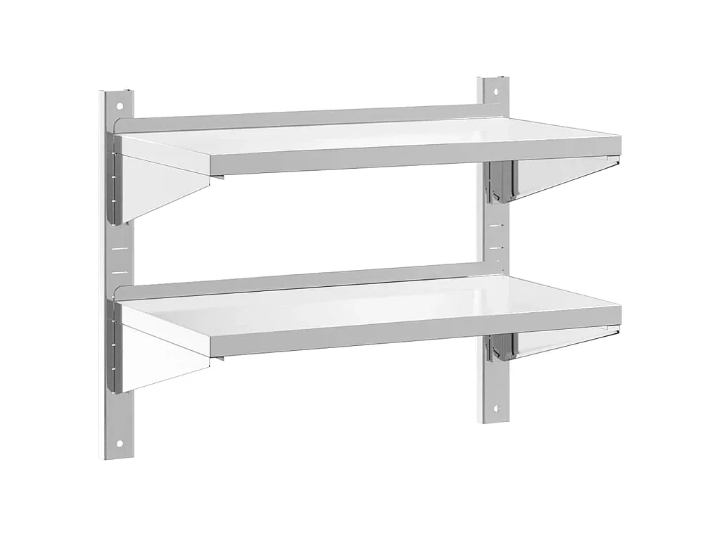 Étagère murale à 2 niveaux 75x40x60 cm argenté acier inoxydable