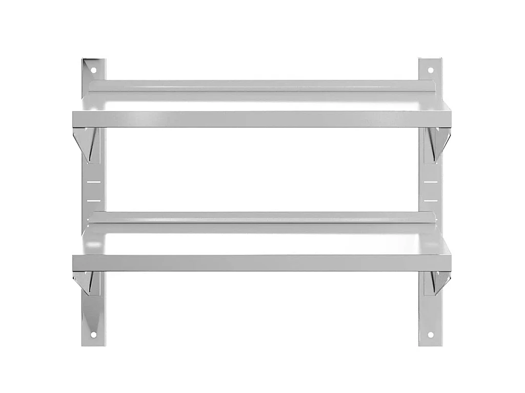 Étagère murale à 2 niveaux 75x40x60 cm argenté acier inoxydable
