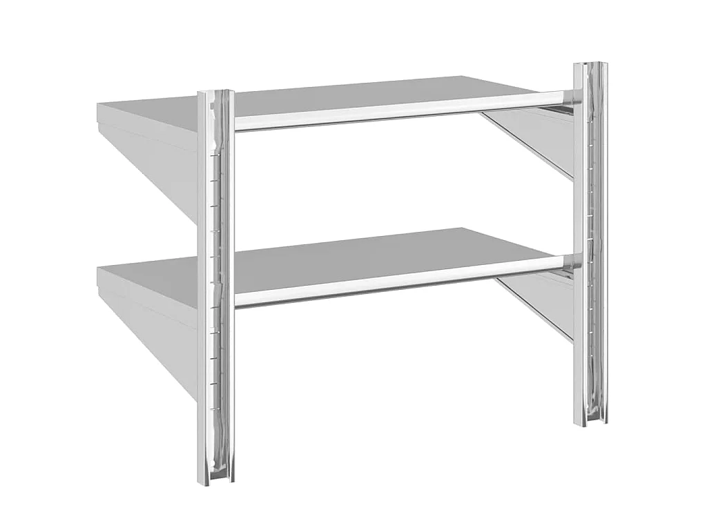 Étagère murale à 2 niveaux 75x40x60 cm argenté acier inoxydable