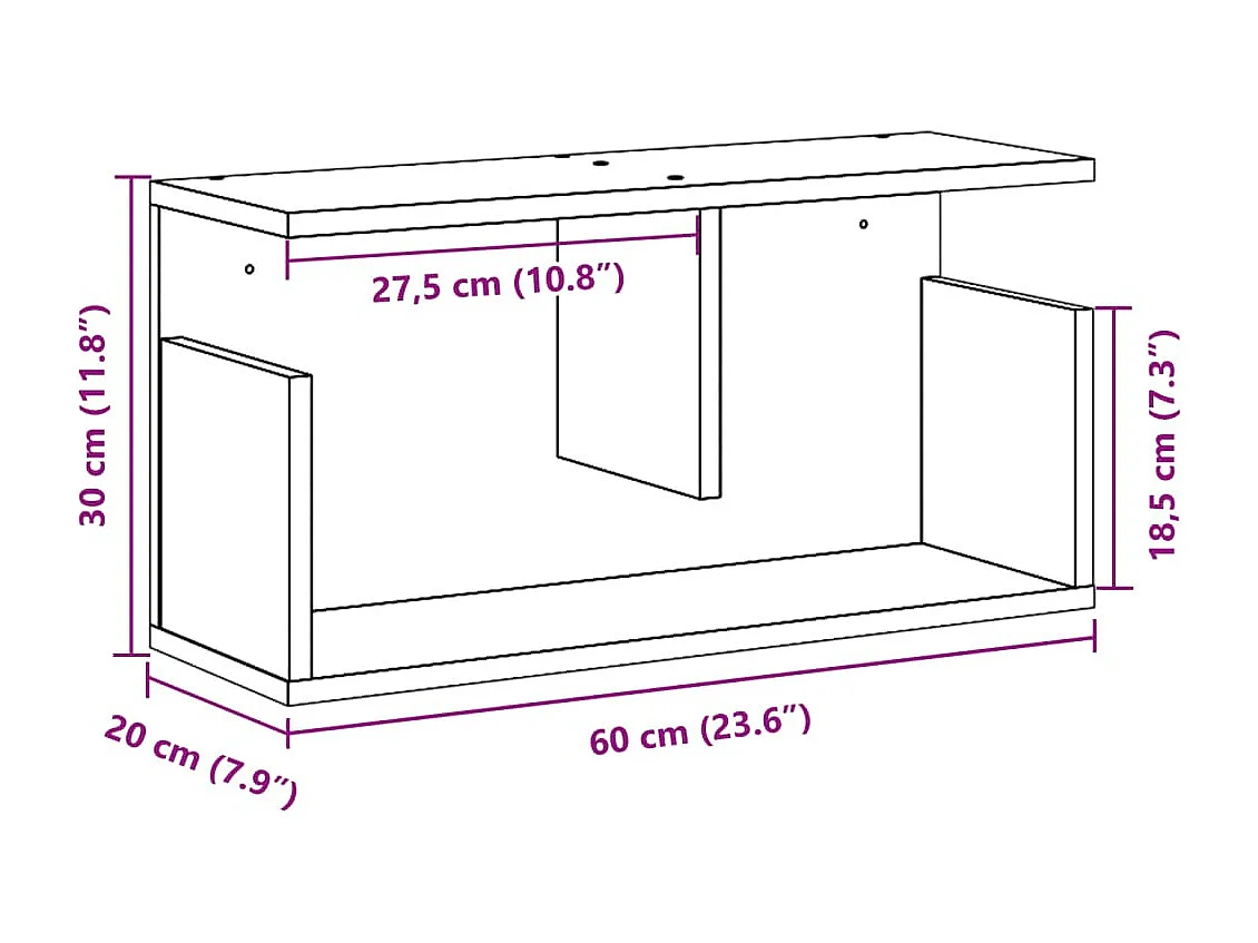 Armoire murale 60x20x30 cm gris béton Bois d'ingénierie