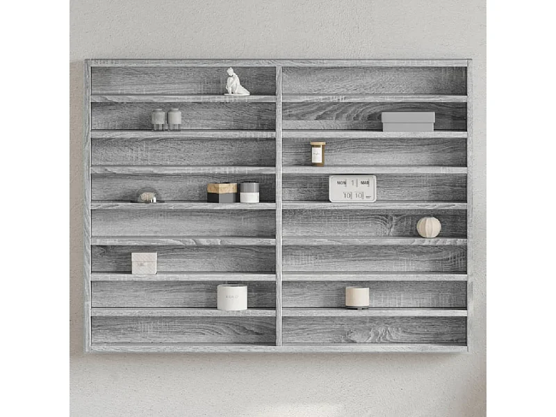 Armário vitrine 100x8,5x75 cm derivados de madeira cinza sonoma