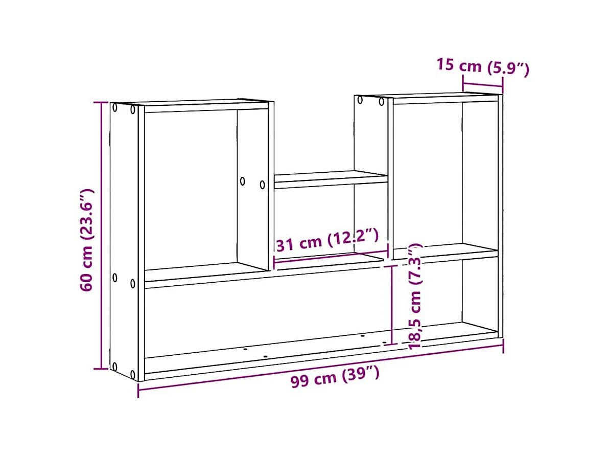 Étagère murale chêne artisanal 99x15x60 cm bois d'ingénierie